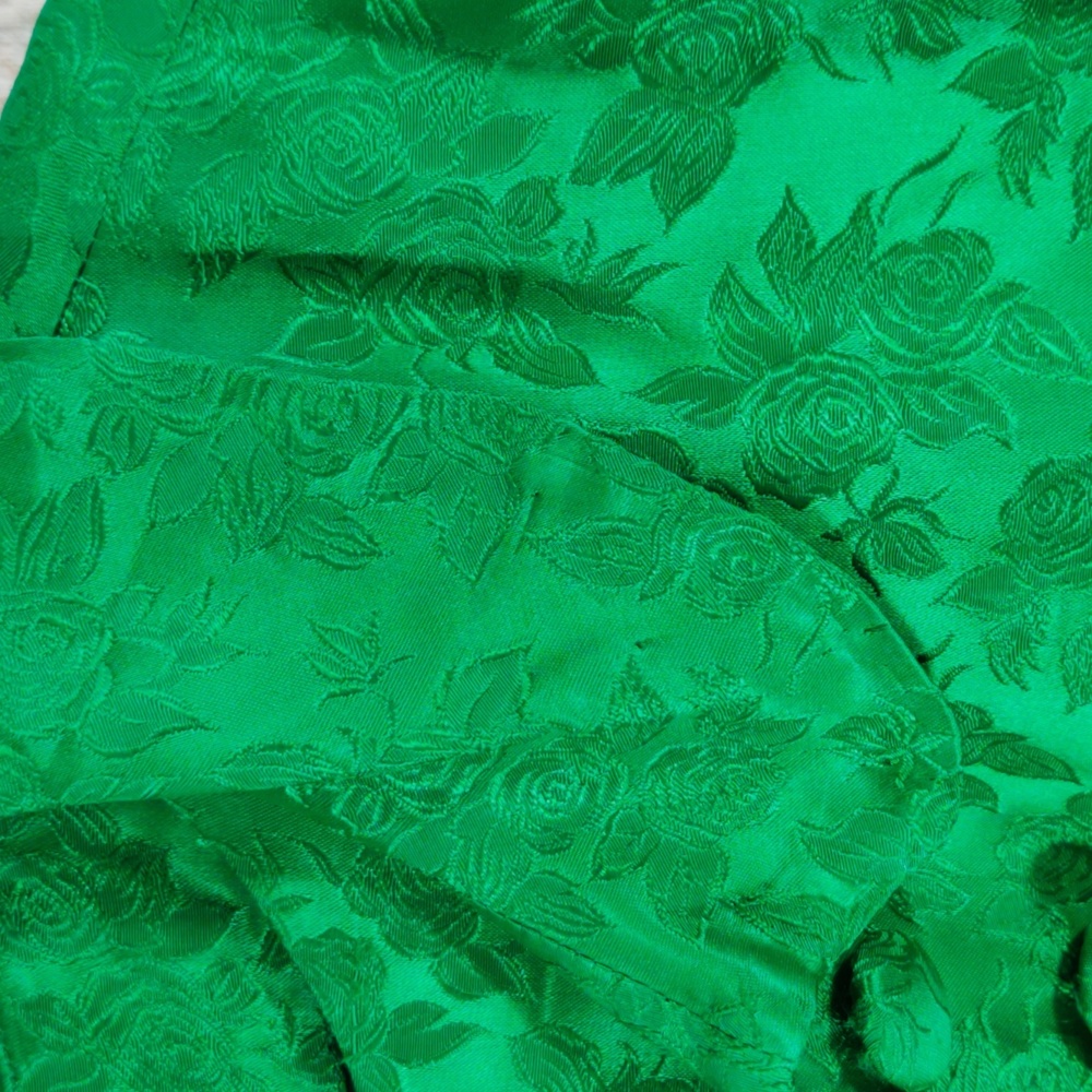 Vintage 1960s Handmade Brocade Rose Print Lined Dress & Short Jacket - Picture 4 of 16